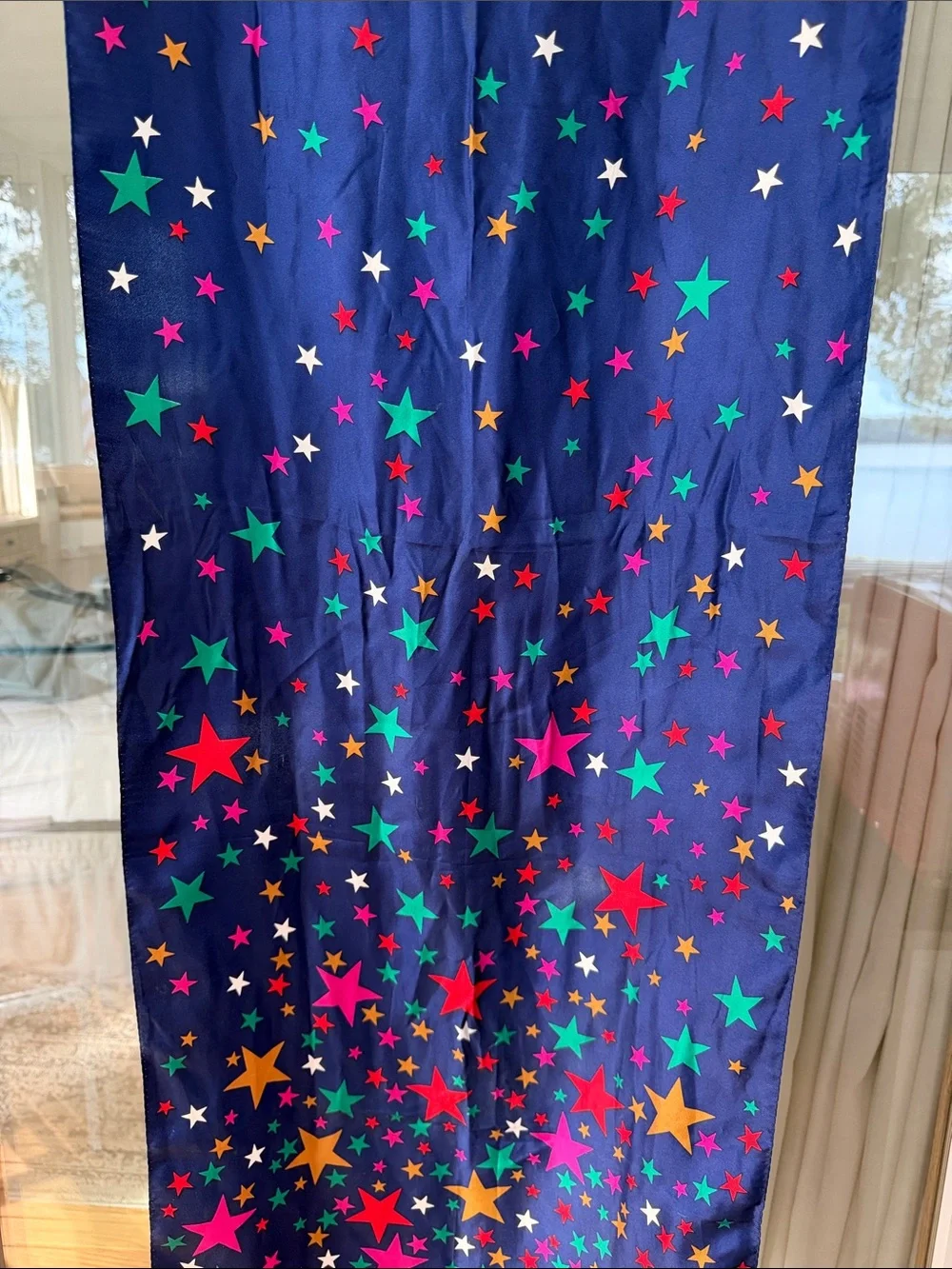 Vintage Perry Ellis Silk Navy Star-Print Scarf